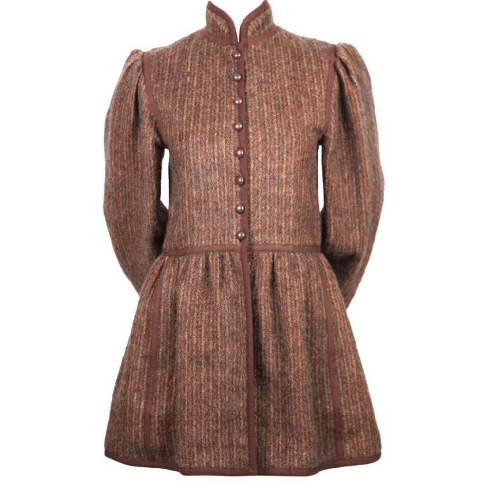 1976 YVES SAINT LAURENT 'Russian collection' striped wool coat size 36 EU (4-6)